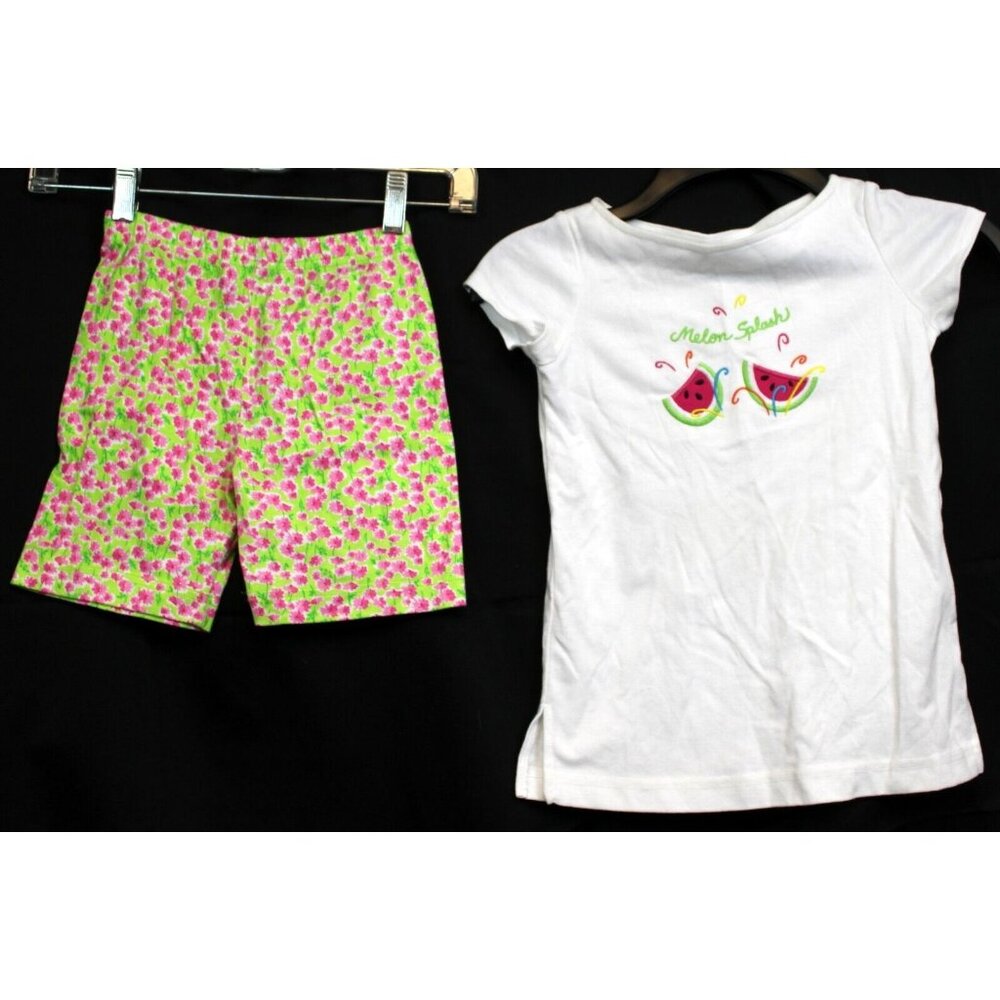Vtg Fast Friends 2pc Tshirt Bike Shorts Watermelon Melon Splash Floral Summer